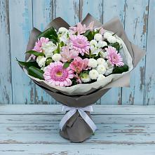 Букет цветов из:  Герберы, Альстромерии и Хризантемы в Терском
