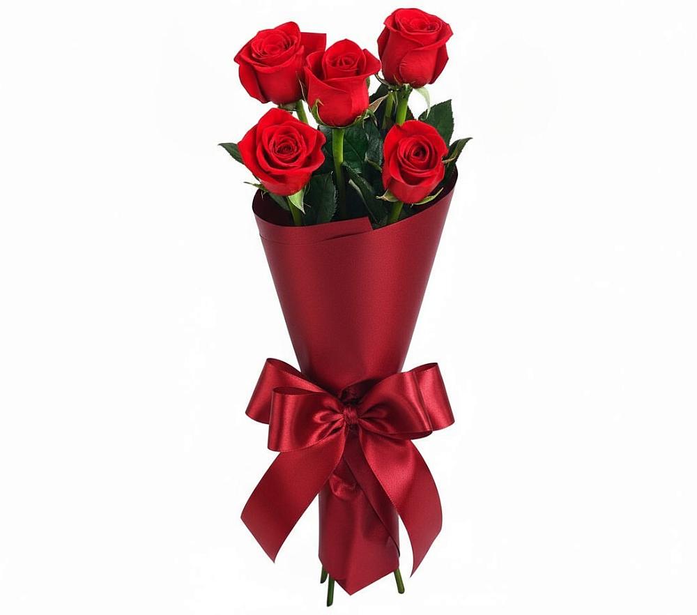 Букет 5 Красных роз Эдлесс Лав в Терском