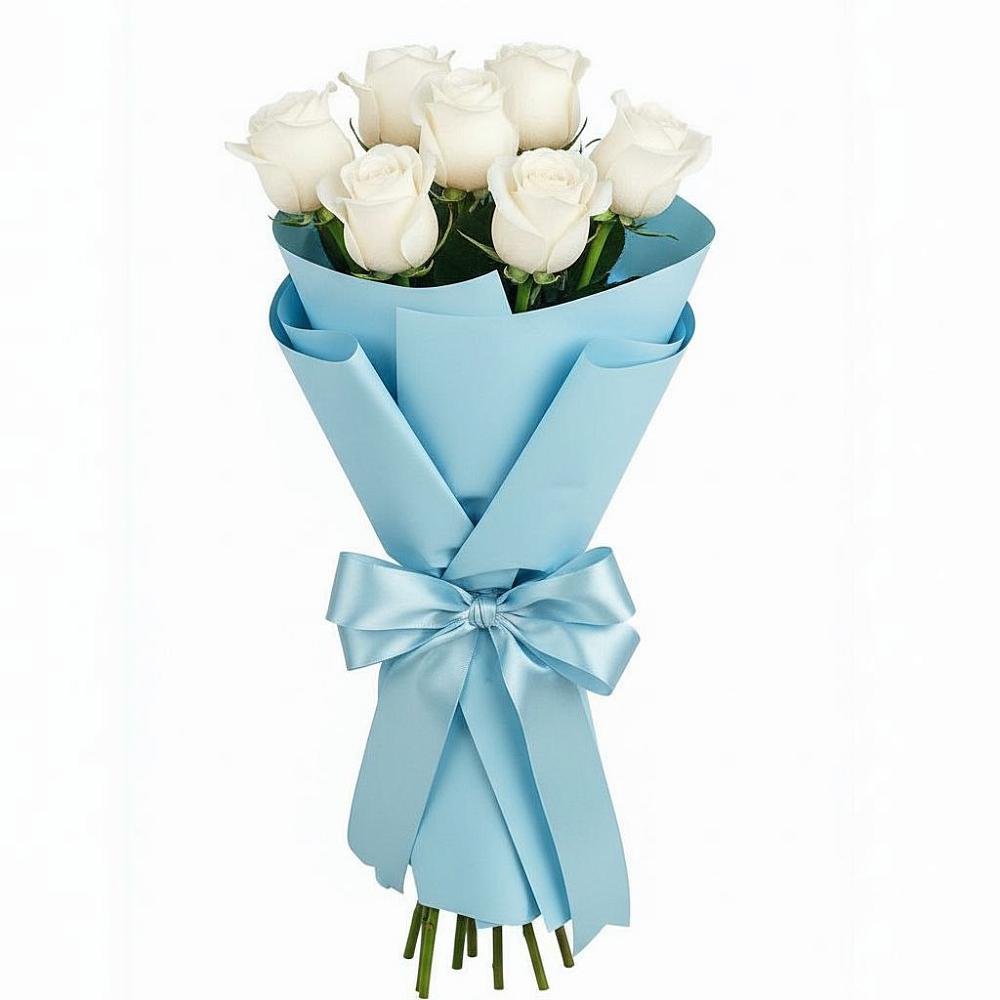 Букет 7 белых роз Проуд в Терском