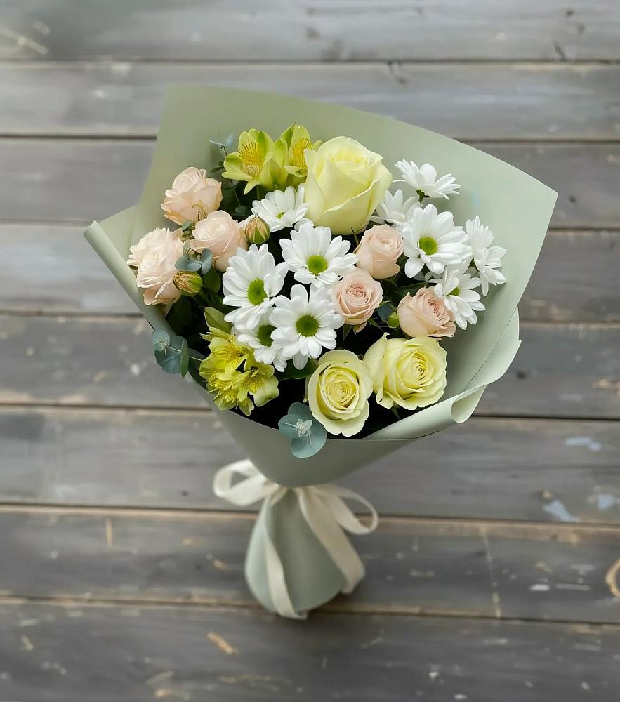 Букет цветов из: Альстромерии, Розы и Хризантемы в Терском