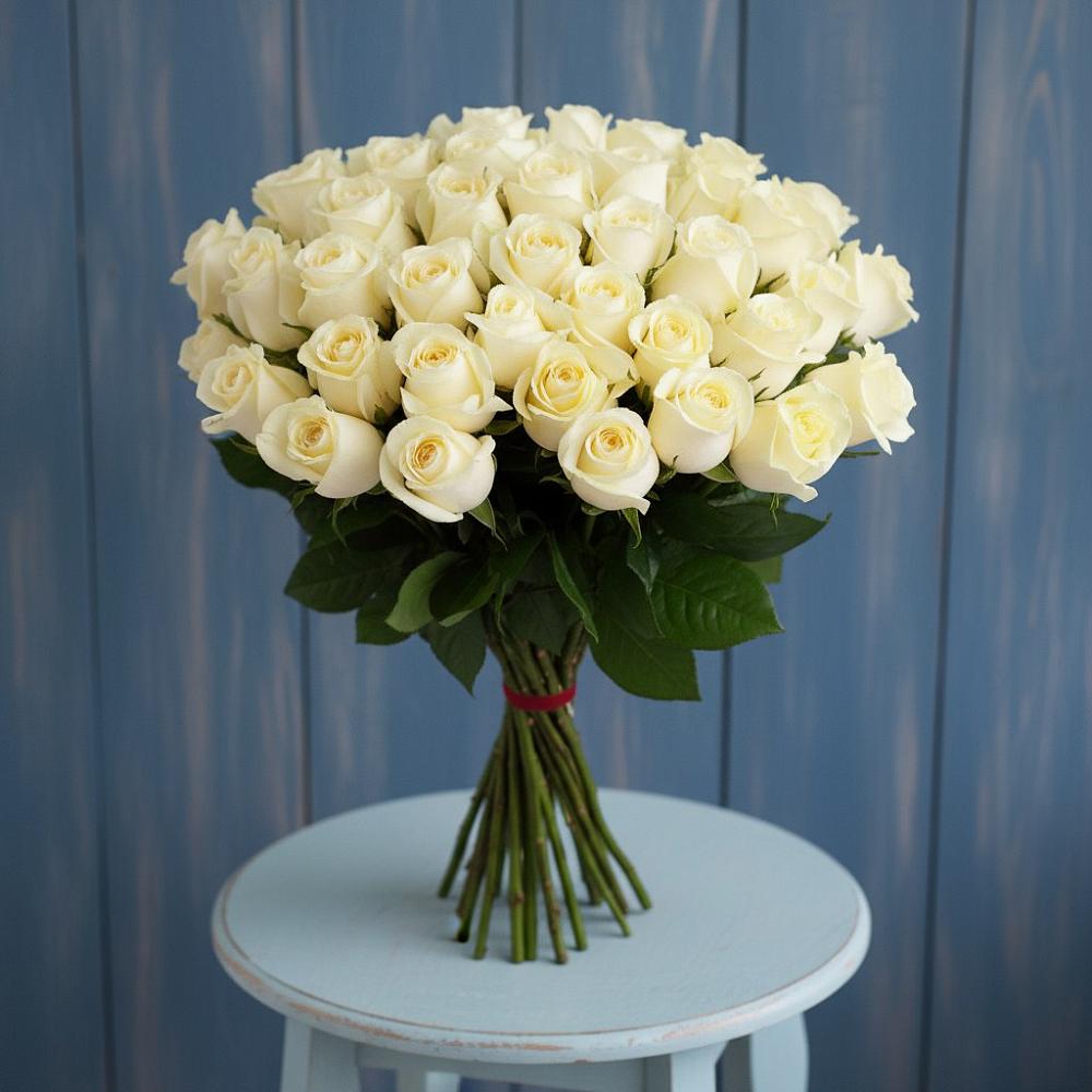 Букет 51 Белая роза Эдлесс Лав в Терском