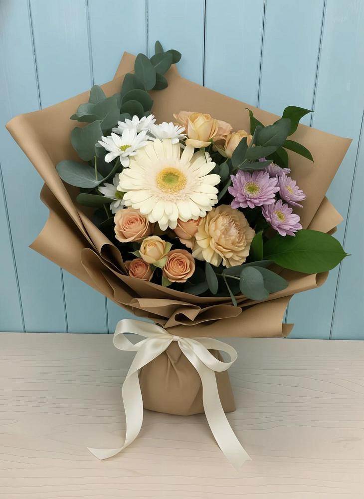 Букет цветов из: Герберы и Хризантемы в Терском