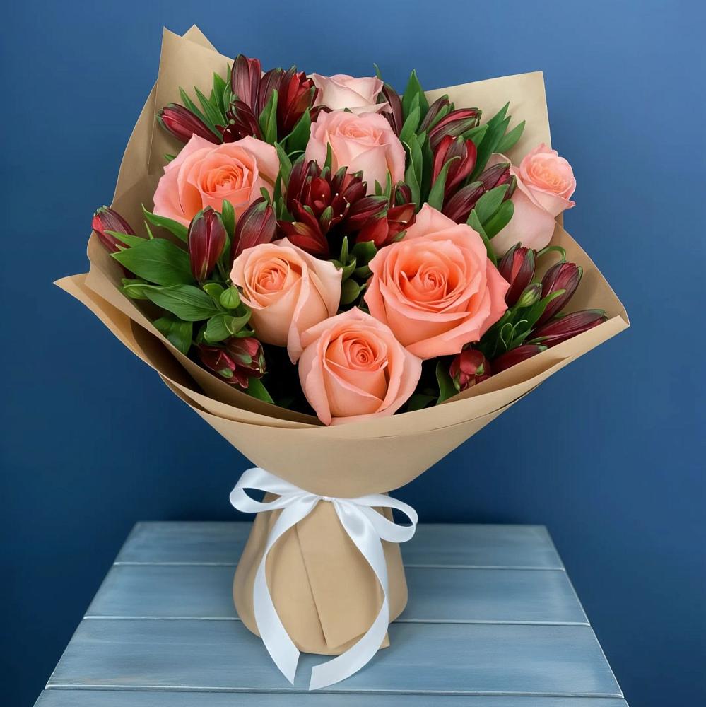 Букет цветов из: Розы и Альстромерии в Терском