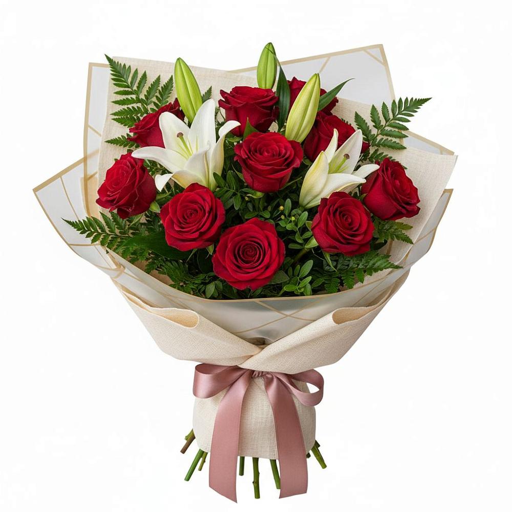 Букет цветов из: Лилии и Розы в Терском