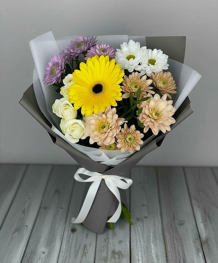Букет цветов из: Розы, Герберы и Хризантемы в Терском