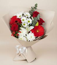 Букет цветов из:  Розы, Хризантемы, Герберы и Лилии в Терском