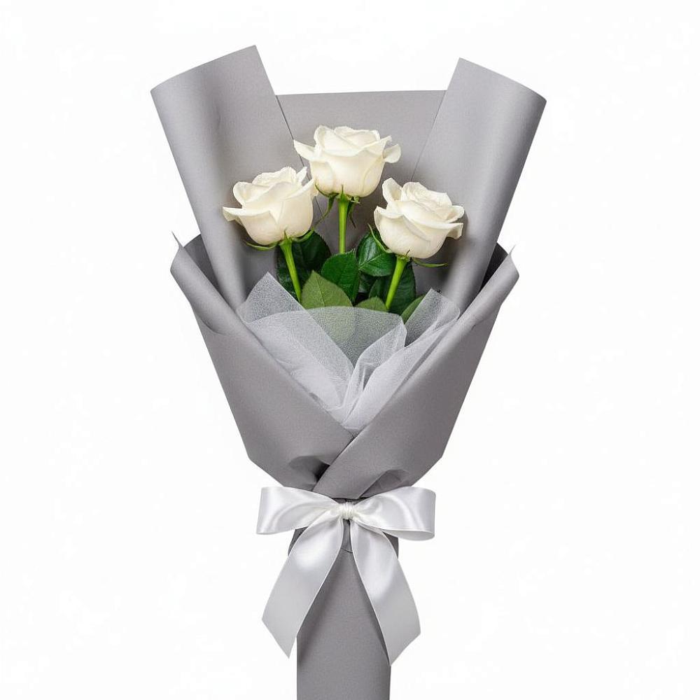 Букет 3 белые розы в Терском