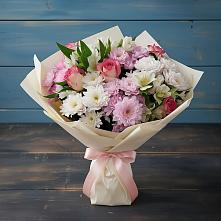 Букет цветов из:  Хризантемы, Альстромерии и Розы в Терском