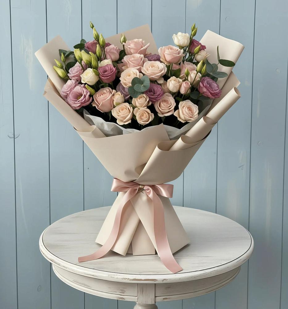 Букет цветов из: Розы и Лизиантусы в Терском