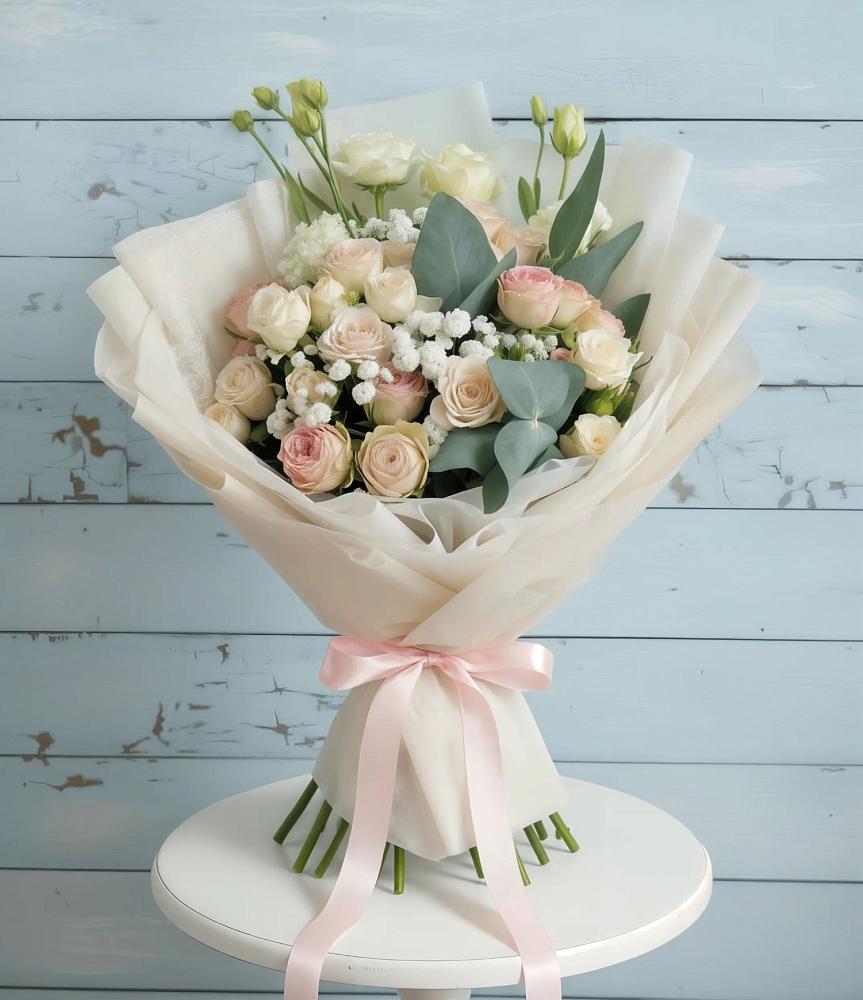 Букет цветов из: Розы и Лизиантусы в Терском