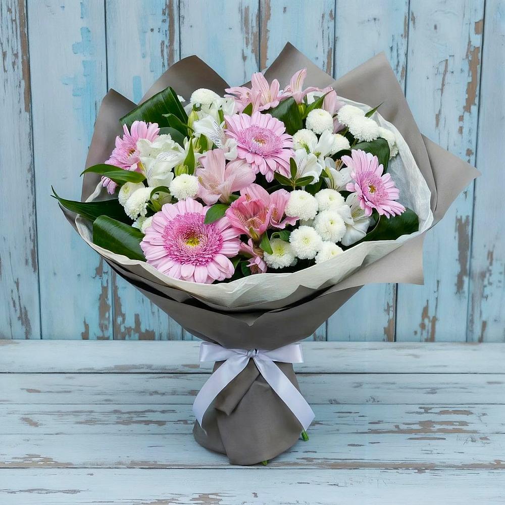 Букет цветов из: Герберы, Альстромерии и Хризантемы в Терском