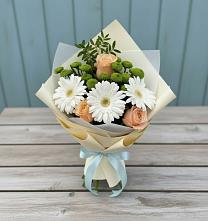 Букет цветов из:  Герберы, Розы и Хризантемы в Терском