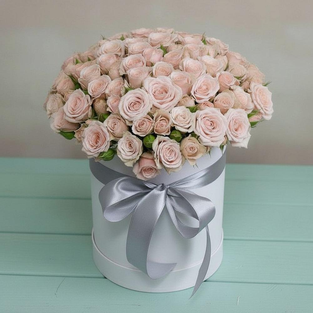 Цветочная композиция из Розы в шляпной коробке в Терском